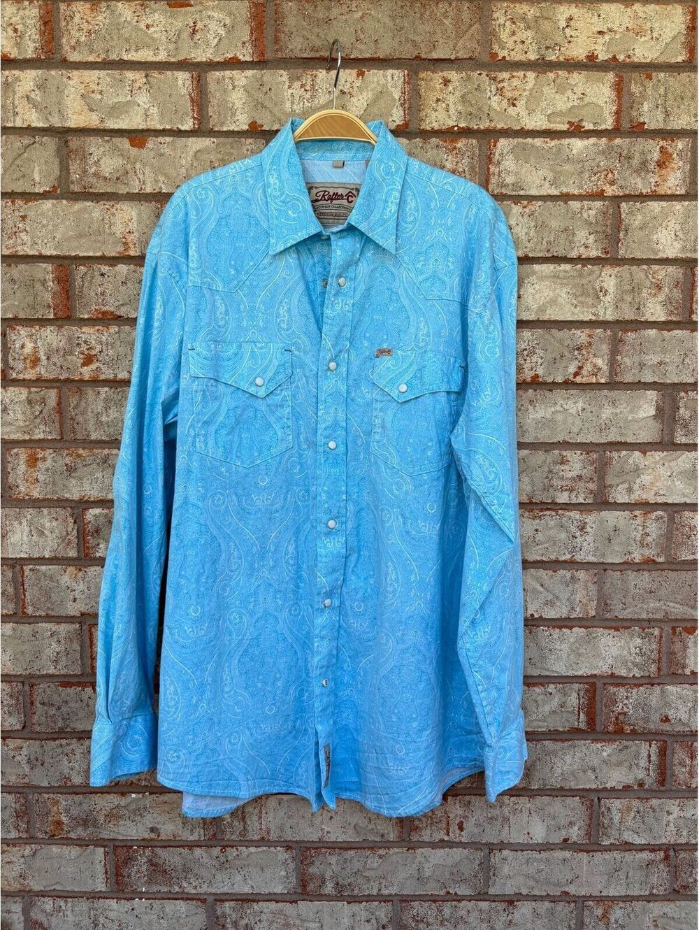 Rafter C Cowboy Collection Mens Large Long Sleeve Pearl Snap Western Shirt